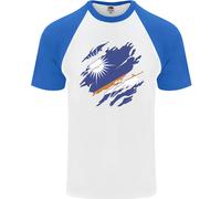 T-Shirt Baseball Uomo Fruit of the Loom Marshall Islands Flag Day in Cotone