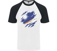 T-Shirt Baseball Uomo Fruit of the Loom Marshall Islands Flag Day in Cotone