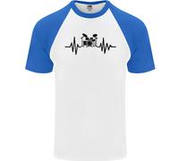 T-Shirt Baseball Uomo Pulse ECG Drum Kit Cotone Manica Corta Fruit of the Loom