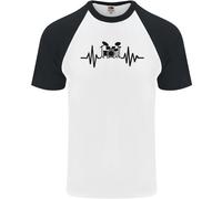 T-Shirt Baseball Uomo Pulse ECG Drum Kit Cotone Manica Corta Fruit of the Loom