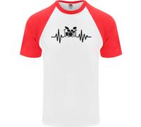 T-Shirt Baseball Uomo Pulse ECG Drum Kit Cotone Manica Corta Fruit of the Loom
