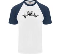 T-Shirt Baseball Uomo Pulse ECG Drum Kit Cotone Manica Corta Fruit of the Loom