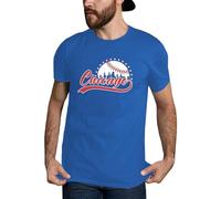 T-shirt basic a maniche corte slim fit per gli uomini abbigliamento per i fan del baseball a maniche corte con skyline urbano maglietta per sport indoor outdoor vita quotidiana, Blu, 3XL