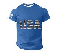 T-shirt basic slim fit basic da uomo alla moda primavera estate casual manica corta O collo stampato mimetico t-shirt top camicetta per interni ed esterni passeggiate sport vita quotidiana, Blu, S