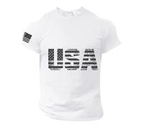 T-shirt basic slim fit basic da uomo alla moda primavera estate casual manica corta O collo stampato mimetico t-shirt top camicetta per interni ed esterni passeggiate sport vita quotidiana, bianco, S