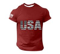 T-shirt basic slim fit basic da uomo alla moda primavera estate casual manica corta O collo stampato mimetico t-shirt top camicetta per interni ed esterni passeggiate sport vita quotidiana, Rosso, S