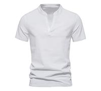 T-shirt basic slim fit da uomo alla moda con scollo a V profondo a maniche corte in cotone elastico sul fondo camicia piccola colletto rialzato in estate per sport indoor outdoor vita quotidiana