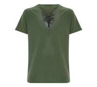 T-shirt basic slim fit da uomo con scollo a V in colore abbinato a maniche corte, alla moda e casual, per sport al chiuso e all'aperto, vita quotidiana, Verde, S