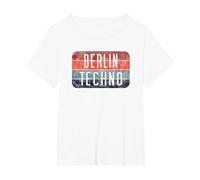 T-Shirt Berlin Techno Music - Retro Rave Techno Maglietta, Donna Plus-Size, Bianco, 2X