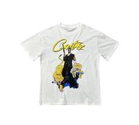 T-Shirt Bianca da Uomo A Maniche Corte con Mani Nere E Modello di Scena Isola, Adatto per Indossamento Casual per Gli Appassionati di Moda, con Uno Stile d'Arte Astratto Sciolto-color02||l