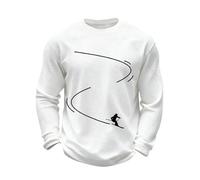 T-shirt bianca da uomo T-shirt nera T-shirt bianca Uomo Retro Apres Ski Print Manica lunga Sci Camicia a maniche lunghe, bianco, 5XL