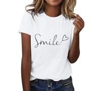 T Shirt Bianca Donna Maglietta Bianca Donna Manica Corta T-Shirt Cotone Firmate Casual Girocollo Stampa Estiva Base Tee Bluse Taglie Forti Magliette Camicia Top Girasole Lavanda Farfalle