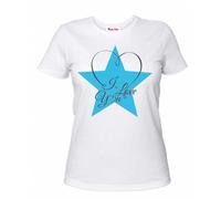 t-shirt bianca donna scritta i love you stella azzurra idea regalo san valentino