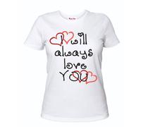 t-shirt bianca donna scritta i will always love you idea regalo san valentino