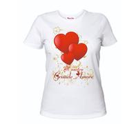 t-shirt bianca donna scritta il nostro grande amore idea regalo san valentino