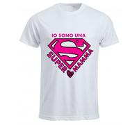 t-shirt bianca donna scritta io sono una super mamma festa regalo compleanno