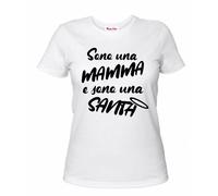 t-shirt bianca donna scritta sono una mamma una santa regalo festa compleanno