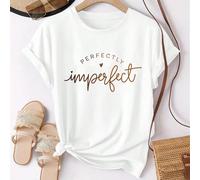 T-shirt bianca estiva casual da donna "PERFETTAMENTE Imperfetta" L,M,S,XL,XSNataleTessuto