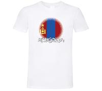 T-Shirt Bianca Mongolia Bandiera Sfumata n. 151 - per la Scelta delle Taglie clicca su Personalizza