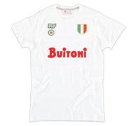 T-shirt bianca NAPOLI anni 80 scudetto MARADONA 10 Buitoni rosso 87 cotone away