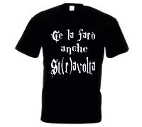 T-shirt bianca nera uomo donna con scritta ce la faro' anche travolta stavolta