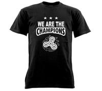 T-shirt bianca nera uomo donna scritta WE ARE THE CHAMPIONS omaggio 1 SPINNER