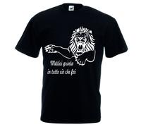 T-shirt bianca o nera donna uomo scritta disegno LEONE mettici grinta