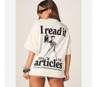 T-shirt bianca oversize da donna con grafica di coniglio, girocollo, maniche corte, stile casual e vintage L,M,S,XL,XSHalloweenTessuto in maglia