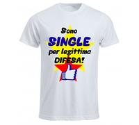 t-shirt bianca uomo donna scritta single per legittima difesa regalo scherzo