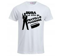 t-shirt bianca uomo scritta dura la vita da fratello maggiore regalo compleanno