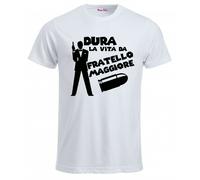 t-shirt bianca uomo scritta dura la vita da fratello maggiore regalo compleanno