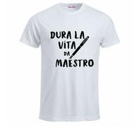 t-shirt bianca uomo scritta dura la vita da maestro insegnante scuola regalo