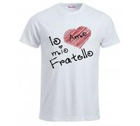 t-shirt bianca uomo scritta io amo mio fratello idea regalo sorella a fratello