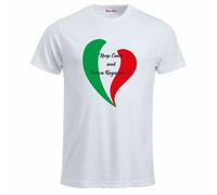 t-shirt bianca uomo scritta keep calm forza ragazze calcio squadra italia cuore