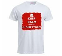 t-shirt bianca uomo scritta keep calm sono il direttore scuola azienda regalo