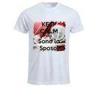 t-shirt bianca uomo scritta keep calm sono lo sposo matrimonio addio celibato