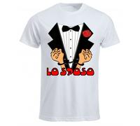t-shirt bianca uomo scritta lo sposo regalo celibato matrimonio scherzo
