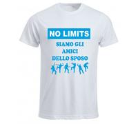 t-shirt bianca uomo scritta no limits siamo gli amici dello sposo addio celibato