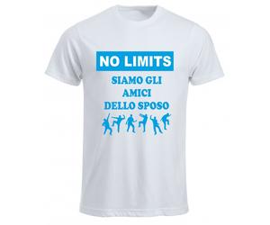 t-shirt bianca uomo scritta no limits siamo gli amici dello sposo addio celibato