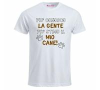 t-shirt bianca uomo scritta piu conosco la gente piu' stimo il mio cane regalo