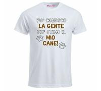 t-shirt bianca uomo scritta piu conosco la gente piu' stimo il mio cane regalo