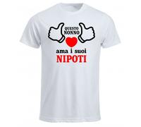 t-shirt bianca uomo scritta questo nonno ama i suoi nipoti idea regalo nonni