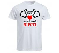 t-shirt bianca uomo scritta questo nonno ama i suoi nipoti idea regalo nonni