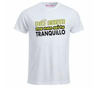 t-shirt bianca uomo scritta simpatica Dio esiste ma non sei tu tranquillo regalo