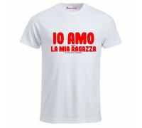 t-shirt bianca uomo scritta simpatica io amo la mia ragazza giocare videogame