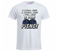 t-shirt bianca uomo scritta simpatica lavoro famiglia figli bene palle piene