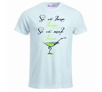 t-shirt bianca uomo scritta simpatica se va bene bene se va male bere regalo