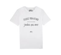 T-Shirt Bianco Uomo Maniche Corte, SCUSATE IL MIO RITARDO NON VOLEVO VENIRE