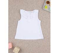 T-shirt bimba bianca collo sangallo