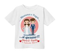 T-Shirt Bimbo o Bimba Mamma e papà Si sposano! Annuncio Matrimonio Personalizzato con Nomi degli sposi e Bimbo o Bimba!